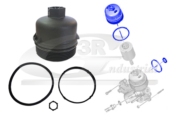 3RG Dæksel, oliefilterhus 98207 for FORD OPEL VOLVO LANCIA MINI PEUGEOT DS FIAT