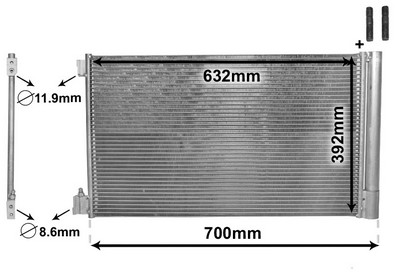 VAN WEZEL Kondensor, klimaanlæg 37005478 for OPEL