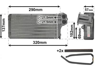 VAN WEZEL Varmeelement, kabinevarme 40006226 for PEUGEOT