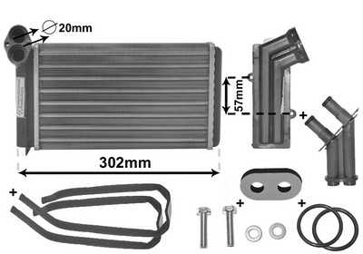 VAN WEZEL Varmeelement, kabinevarme 58006201 for VW FORD SEAT