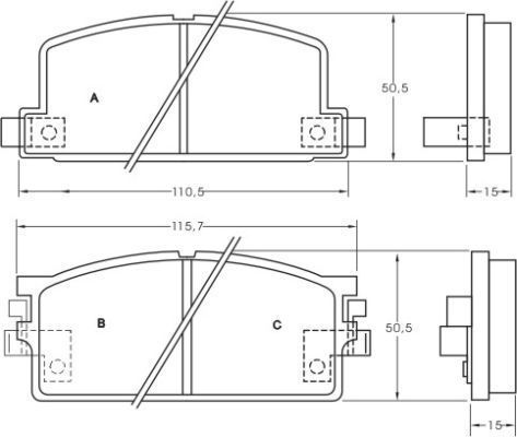 A.B.S. Bremseklodser 36499 for BEDFORD ISUZU