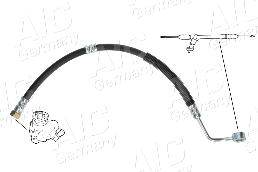 AIC Hydraulikslange, styretøj 58553 fra hydraulikpumpe til tandstang for HYUNDAI