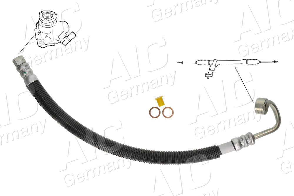 AIC Hydraulikslange, styretøj 59862 fra hydraulikpumpe til tandstang for MITSUBISHI