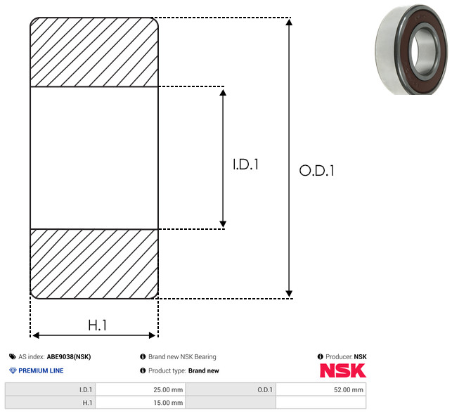 AS-PL Leje ABE9038(NSK) for MITSUBISHI IVECO ISUZU NISSAN FORD
