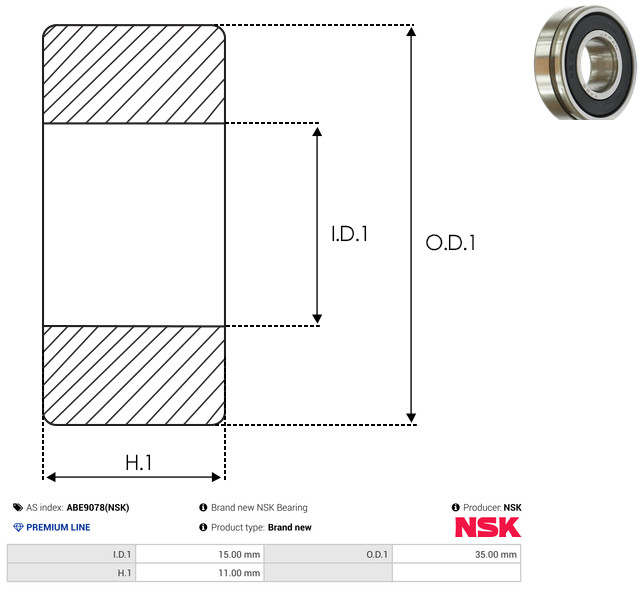 AS-PL Leje ABE9078(NSK) for MITSUBISHI