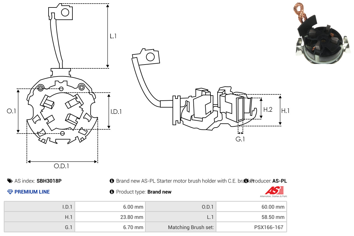 AS-PL sbh3018p 600mm for OPEL FIAT