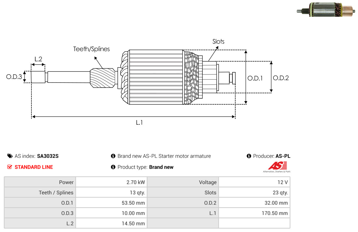 AS-PL sa3032s 53,50mm for FORD