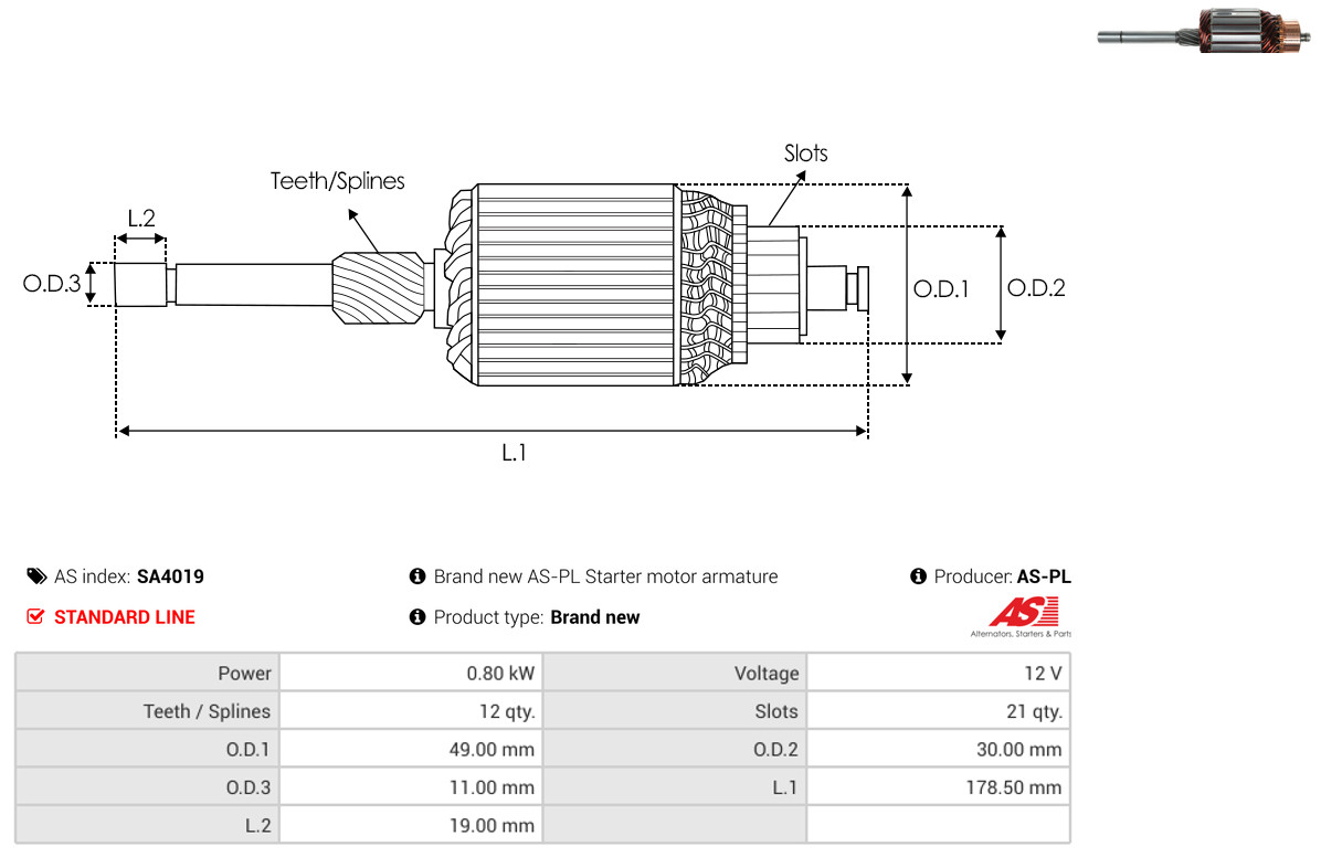 Armatur, starter AS-PL SA4019