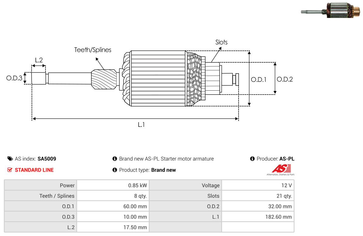 AS-PL sa5009 600mm for HYUNDAI MAZDA MITSUBISHI NISSAN