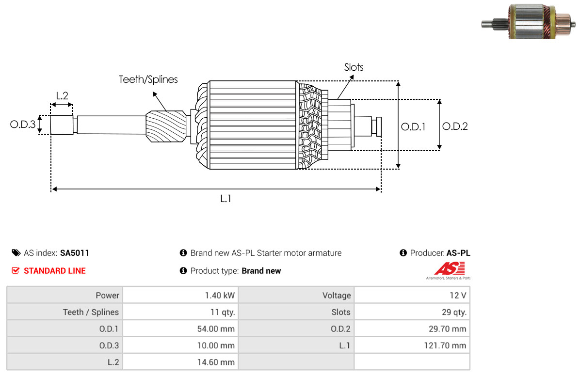 AS-PL sa5011 540mm for HYUNDAI MAZDA MITSUBISHI NISSAN