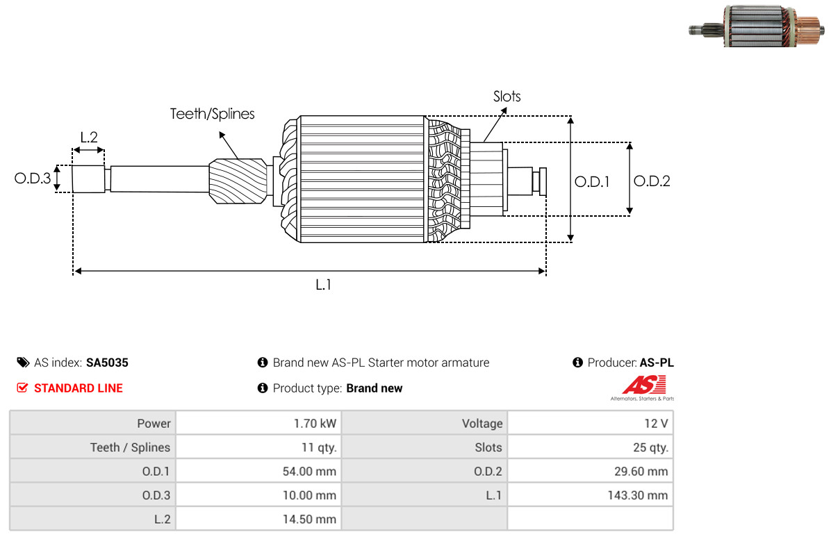 AS-PL sa5035 540mm for MAZDA MITSUBISHI NISSAN SUZUKI