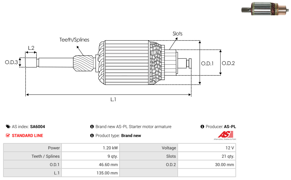 AS-PL sa6004 46,60mm for SUBARU TOYOTA HONDA ISUZU
