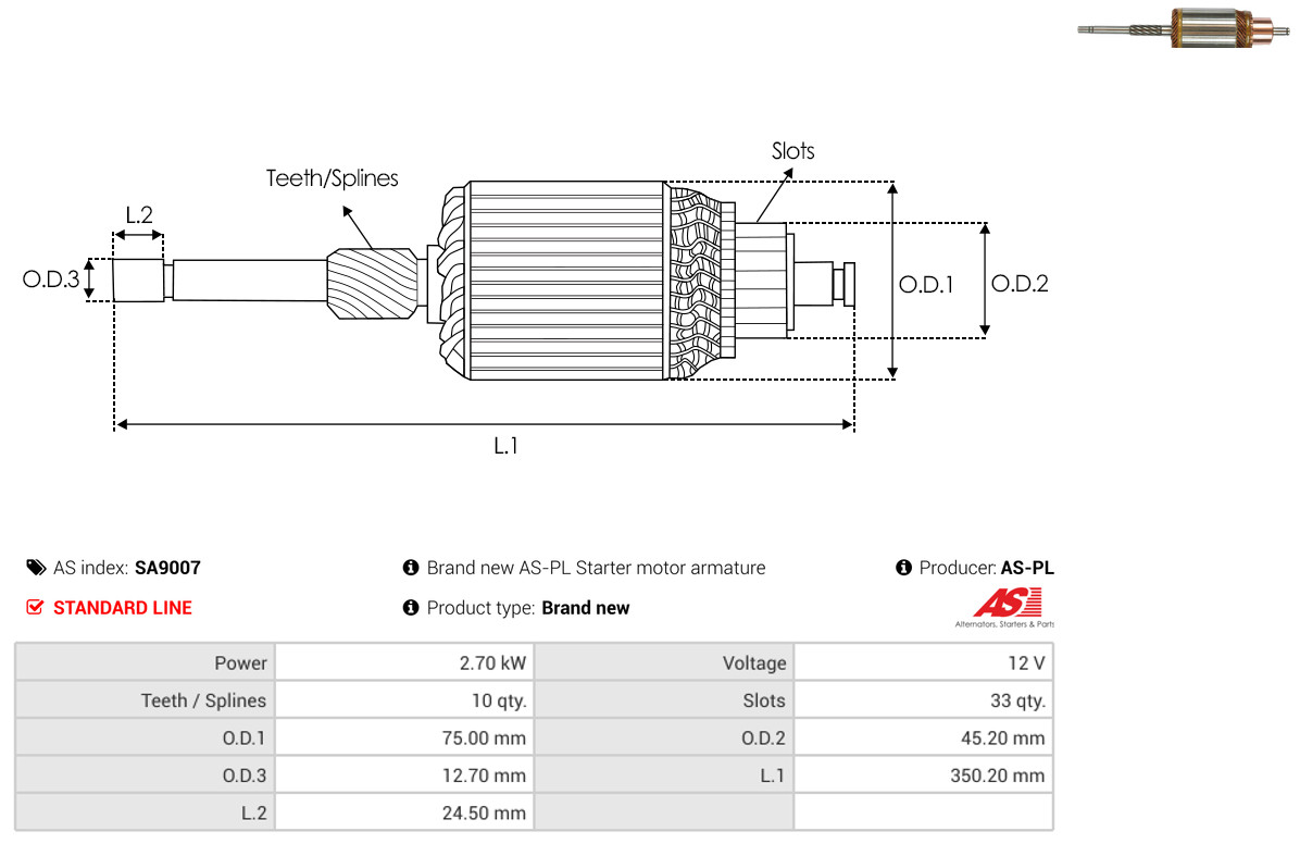 Armatur, starter AS-PL SA9007
