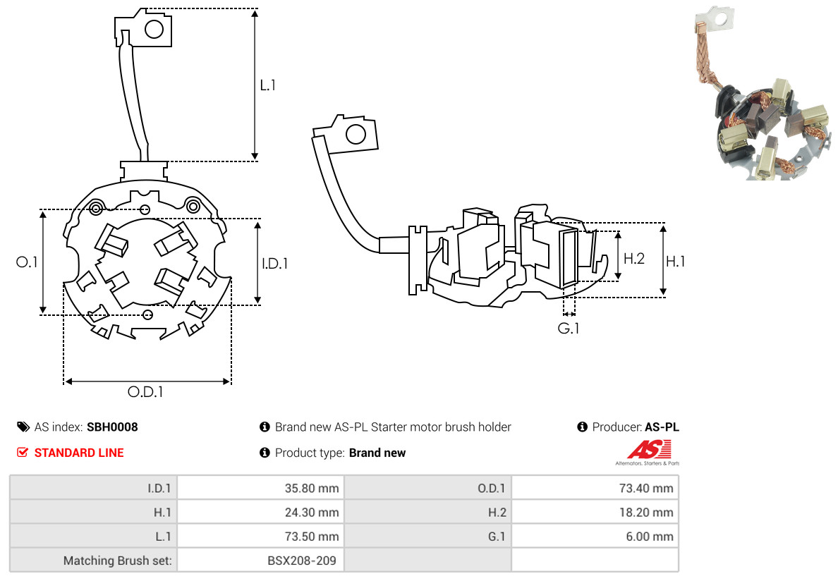 AS-PL sbh0008 73,40mm for VW