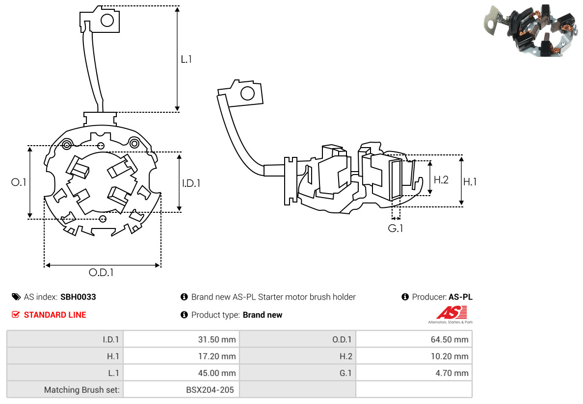 AS-PL sbh0033 64,50mm for VW