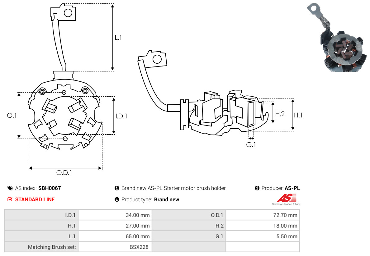 AS-PL sbh0067 72,70mm for MERCEDES-BENZ