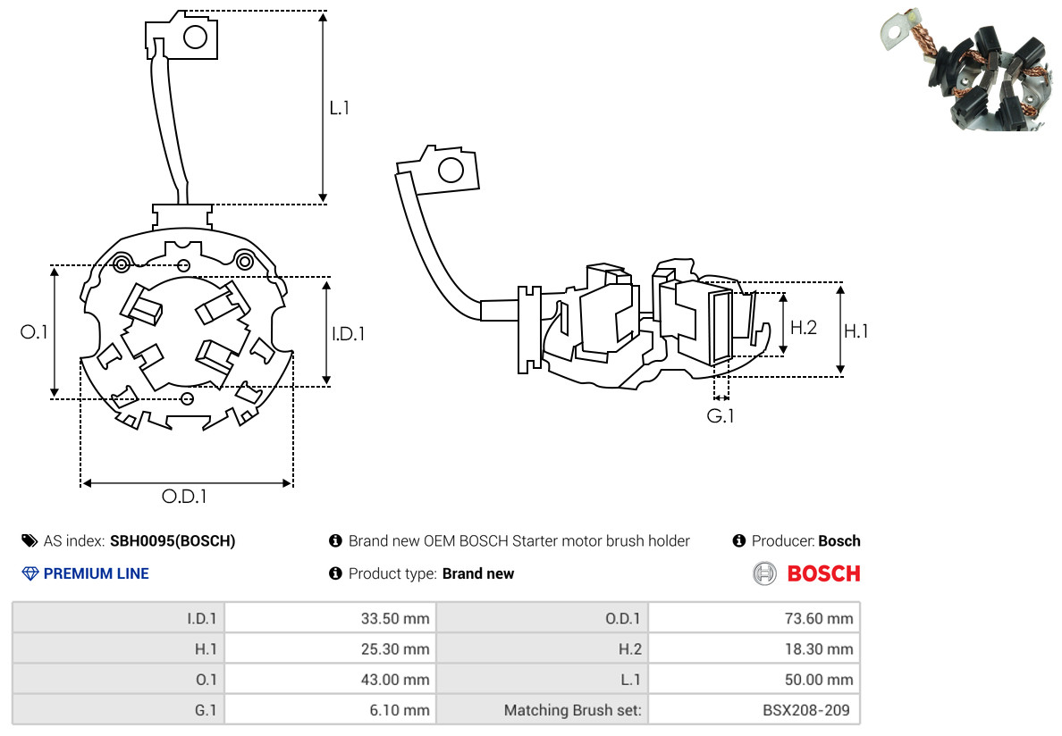 AS-PL sbh0095bosch 73,60mm for FIAT SUZUKI
