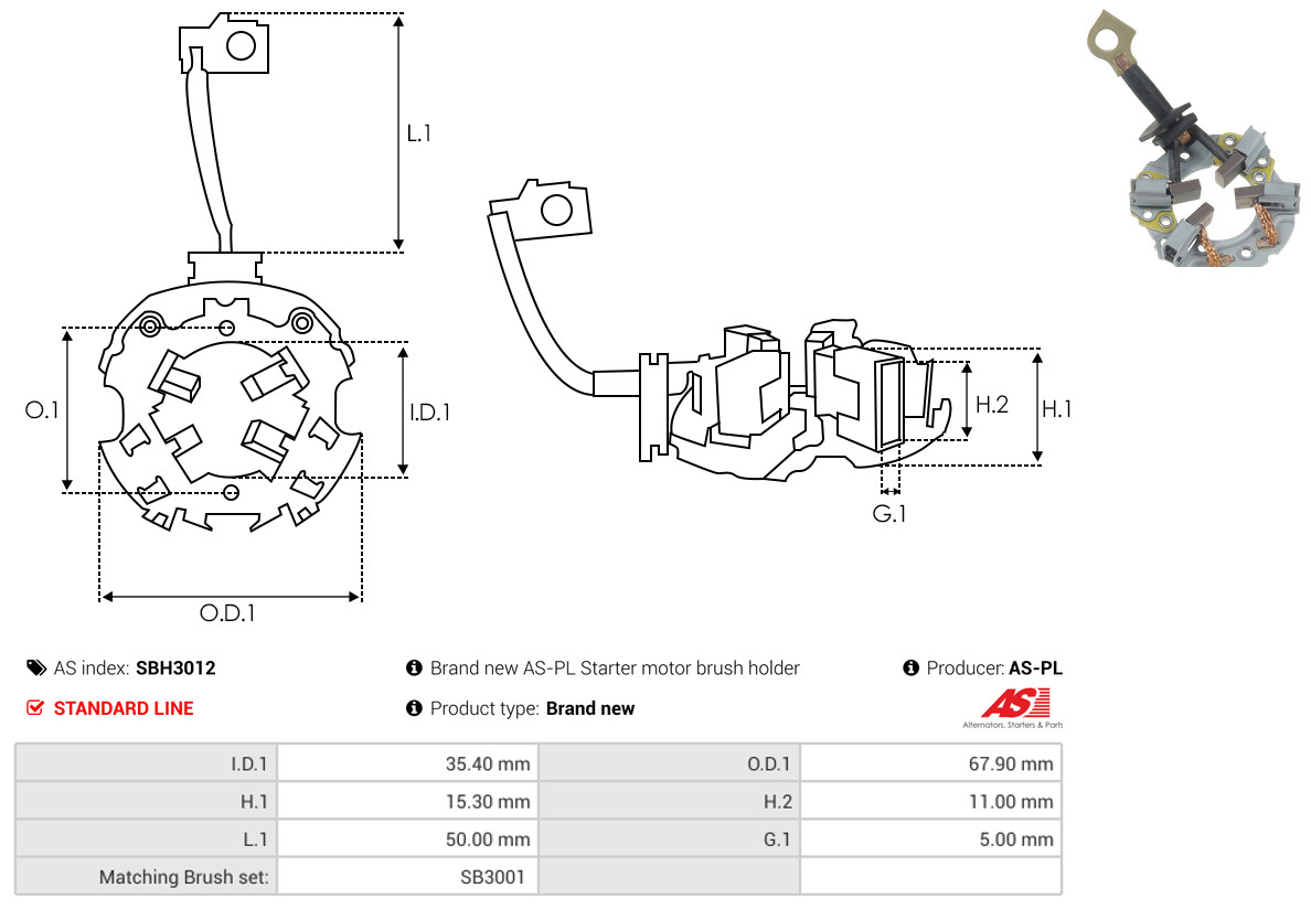 AS-PL sbh3012 67,90mm for HYUNDAI