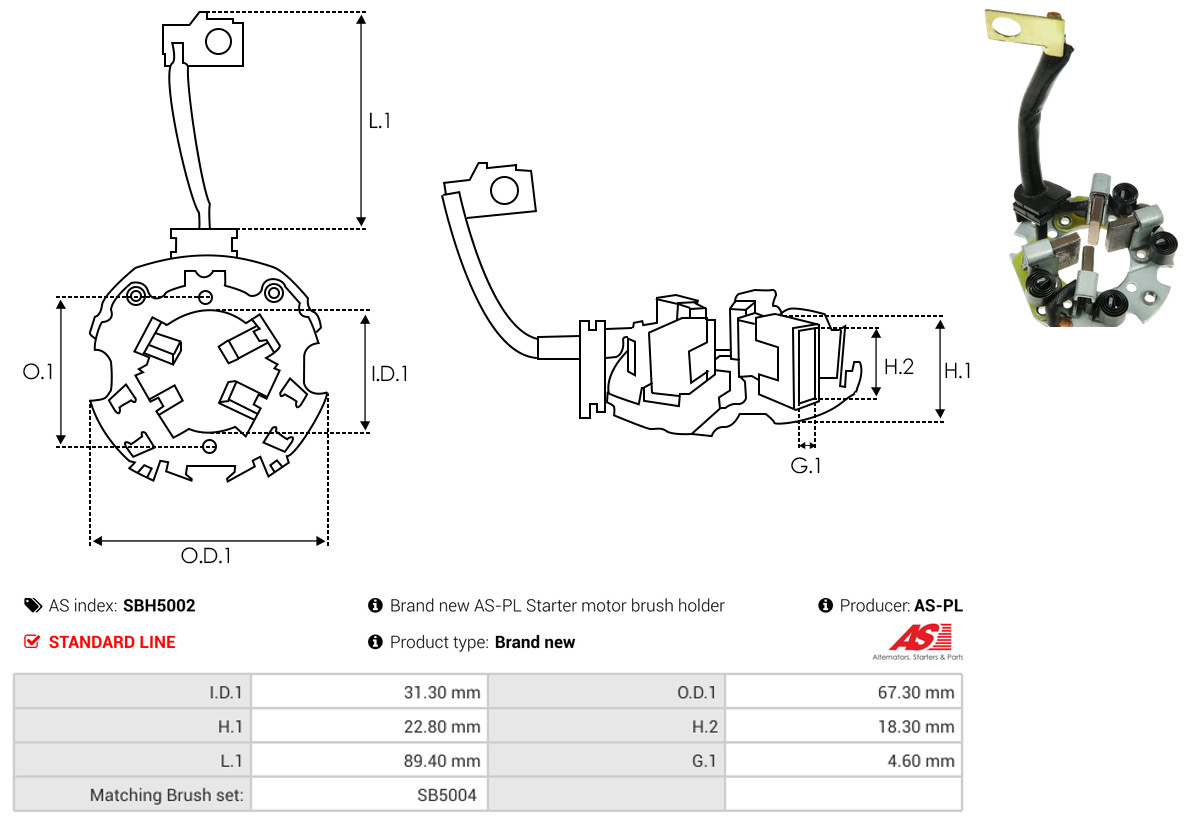 AS-PL sbh5002 67,30mm for MITSUBISHI