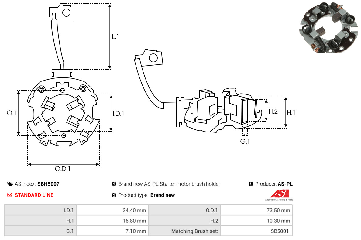 AS-PL sbh5007 73,50mm for FORD MAZDA MITSUBISHI NISSAN