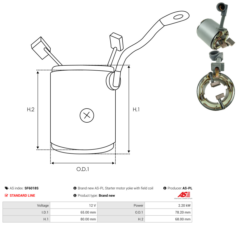 AS-PL sf6018s 78,20mm for TOYOTA ISUZU MAZDA