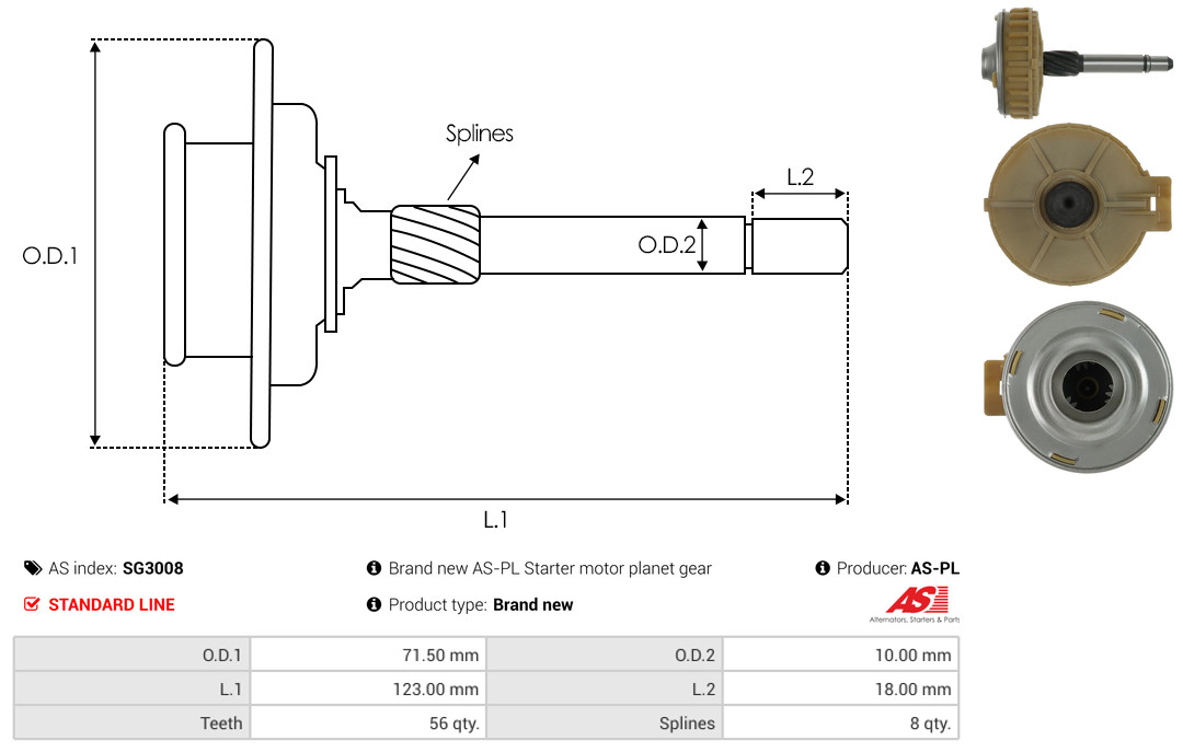 AS-PL sg3008 71,50mm