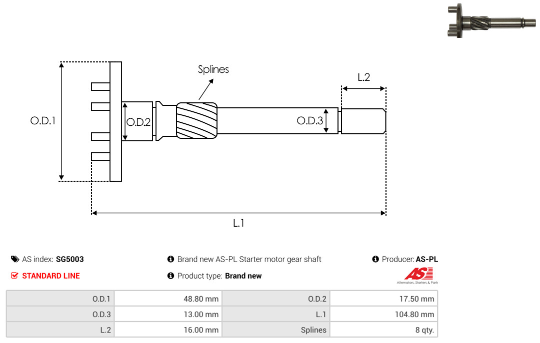 AS-PL sg5003 17,50mm for MAZDA MITSUBISHI