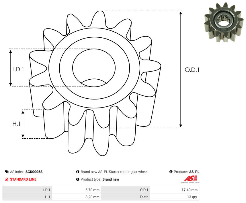 AS-PL sgk0005s 17,40mm