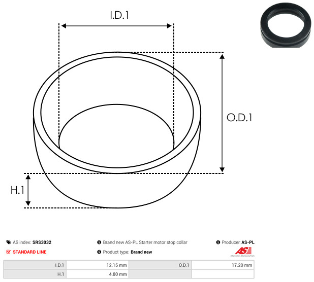 AS-PL srs3032 17,20mm for VOLVO PEUGEOT FORD SAAB FIAT BMW RENAULT VW