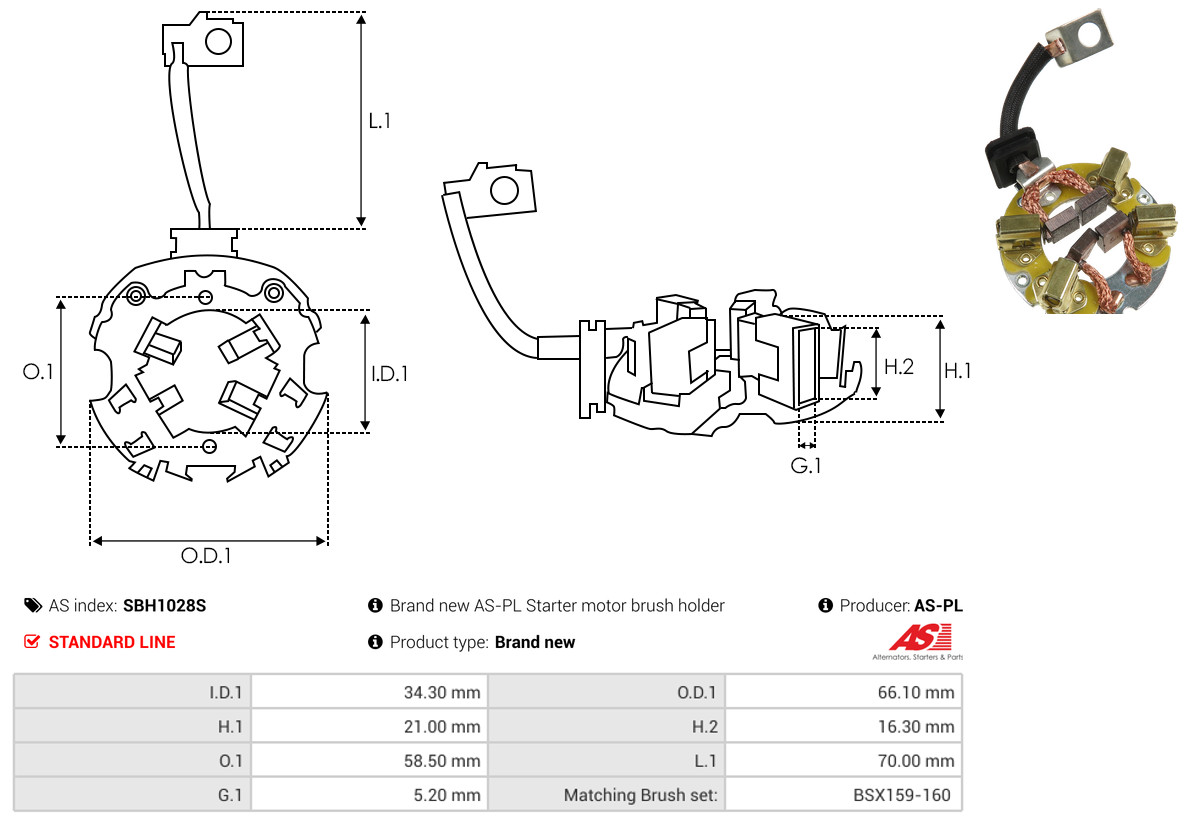AS-PL sbh1028s 66,10mm for SUZUKI HYUNDAI