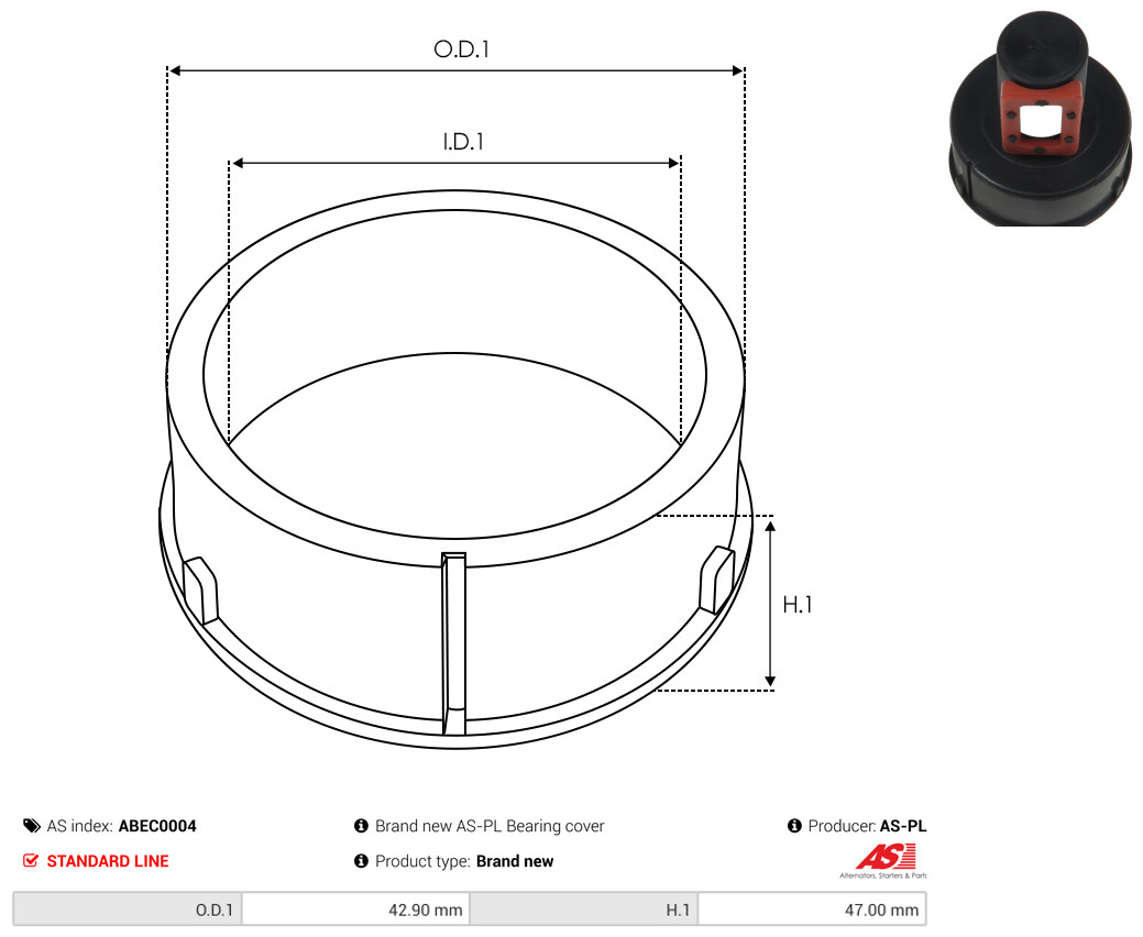AS-PL abec0004 42,90mm for FIAT IVECO MAN MERCEDES-BENZ