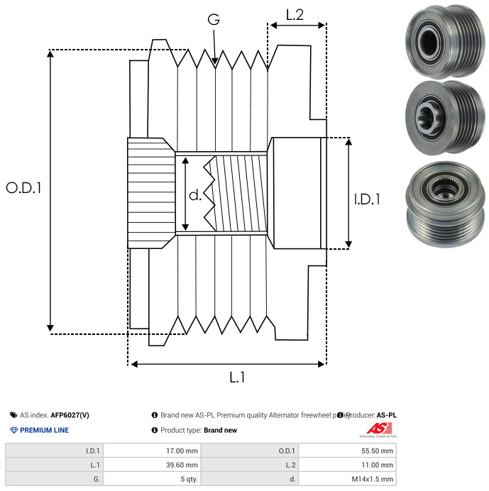 AS-PL Generator friløbskobling afp6027v