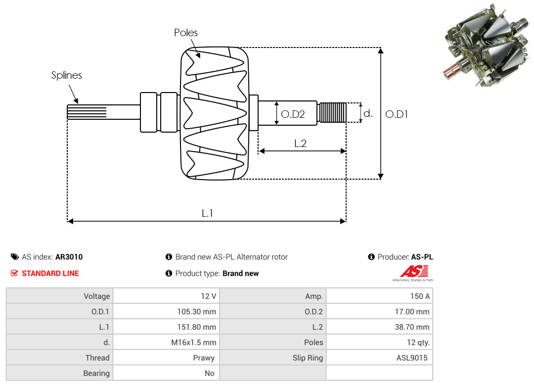 AS-PL ar3010 105,30mm for FIAT
