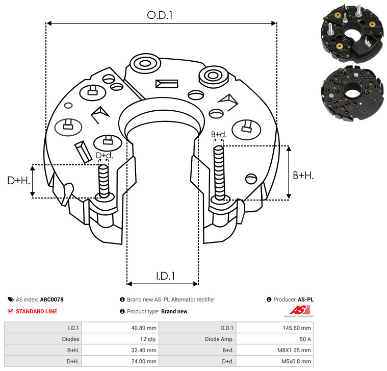 AS-PL arc0078 145,60mm for DAF IVECO MAN MERCEDES-BENZ