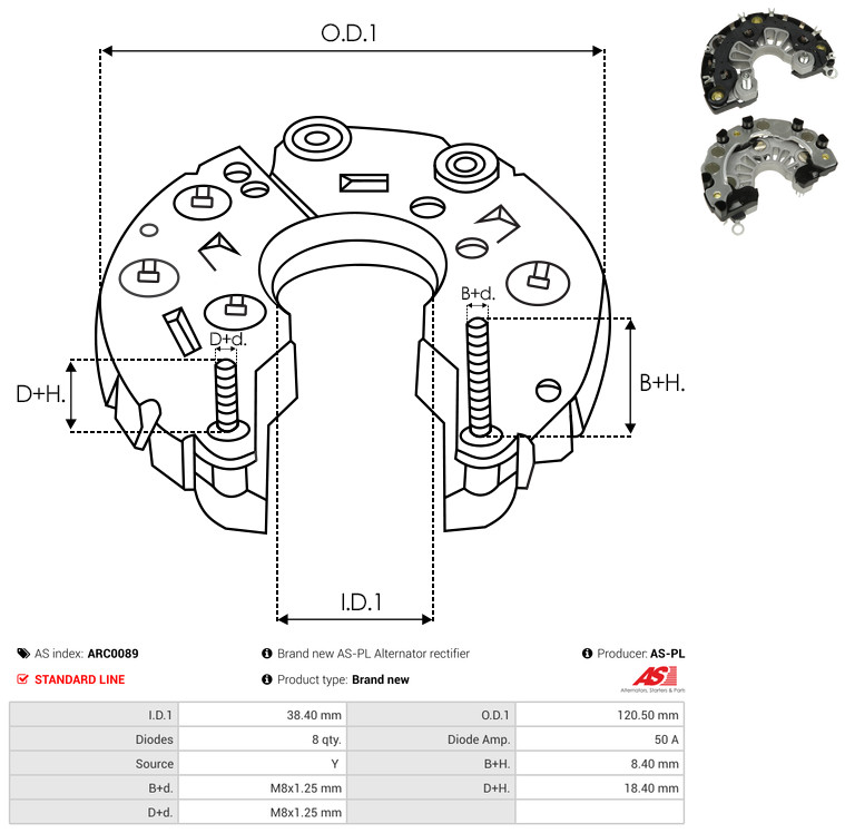 AS-PL arc0089 120,50mm for OPEL
