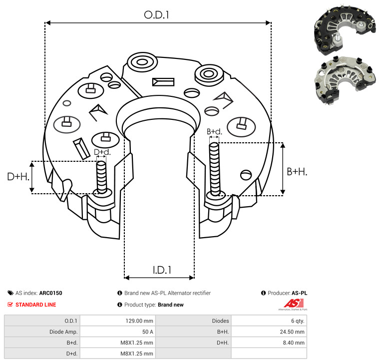 AS-PL arc0150 1290mm