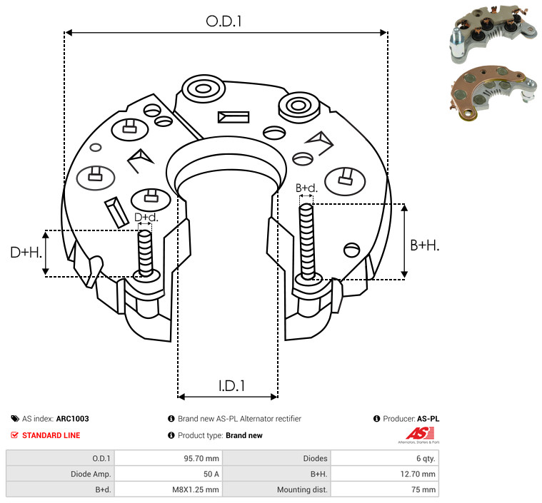 AS-PL arc1003 95,70mm for OPEL