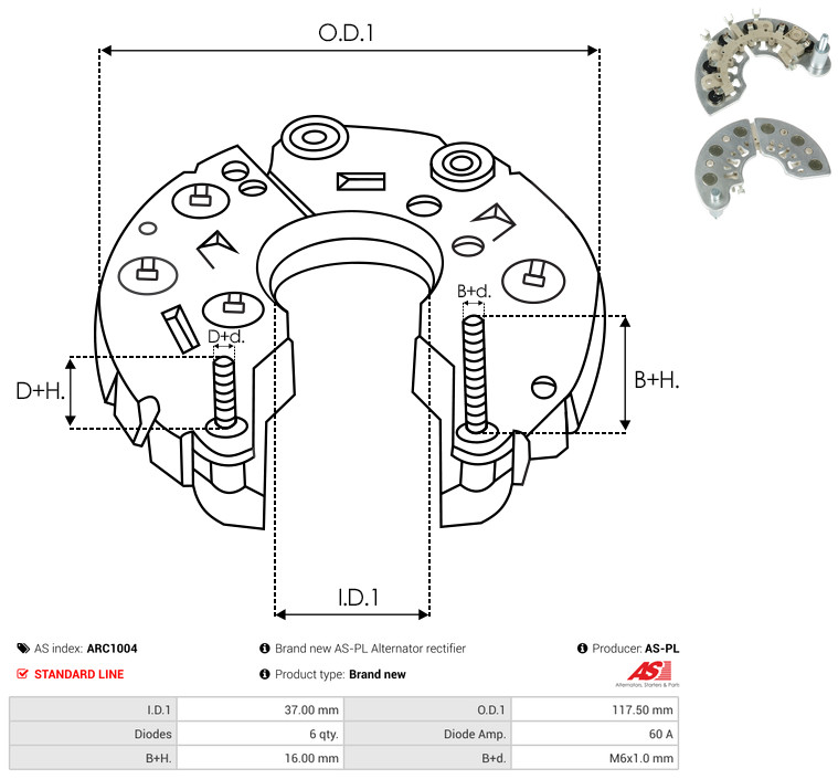 AS-PL arc1004 117,50mm