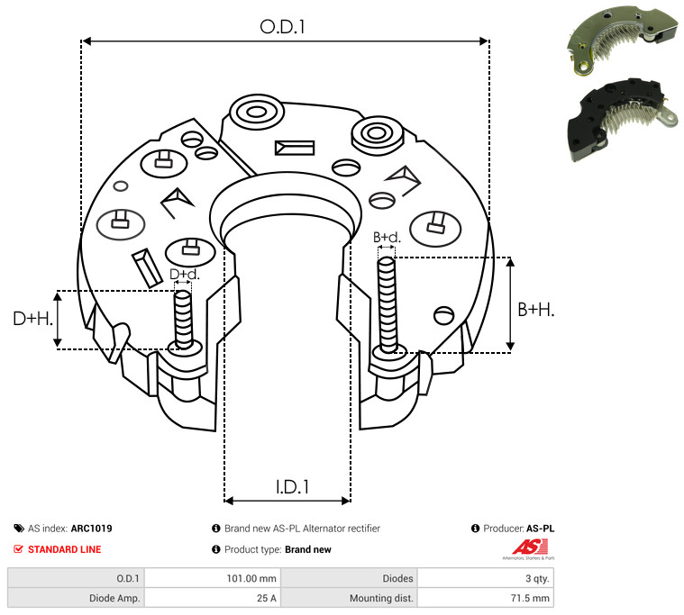 AS-PL arc1019 1010mm for DAEWOO