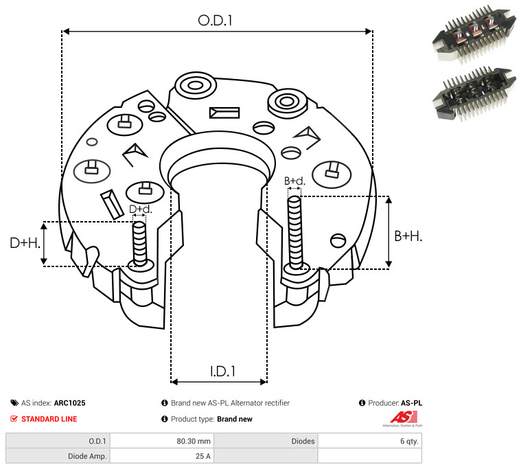 AS-PL arc1025 80,30mm for OPEL