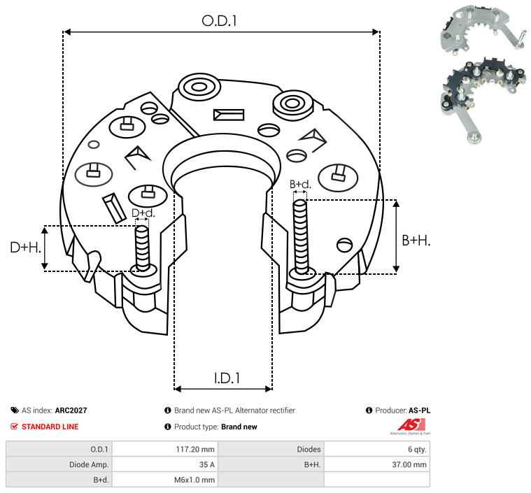 AS-PL arc2027 117,20mm for NISSAN