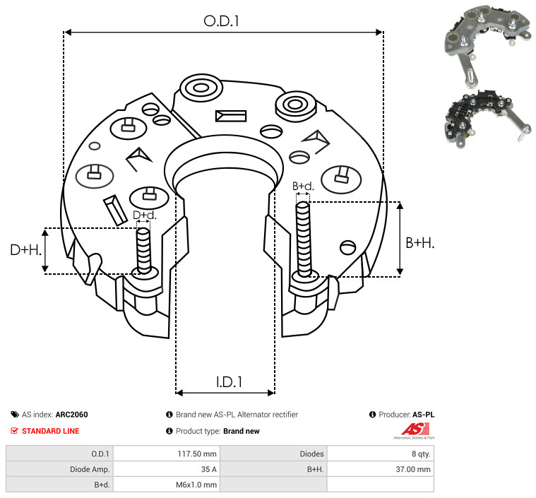 AS-PL arc2060 117,50mm for ISUZU