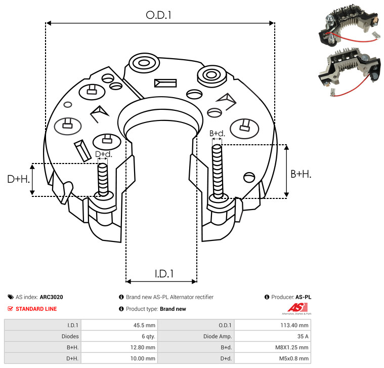 AS-PL arc3020 113,40mm for VW