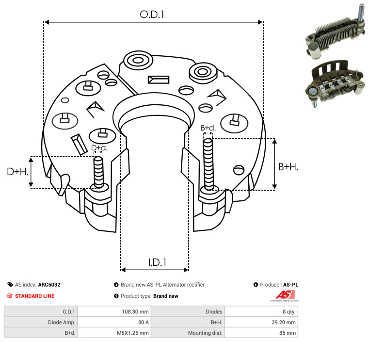 AS-PL arc5032 108,30mm for MITSUBISHI