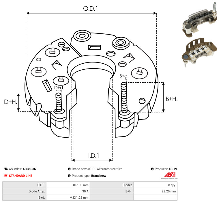 AS-PL arc5036 1070mm for FORD MAZDA MITSUBISHI