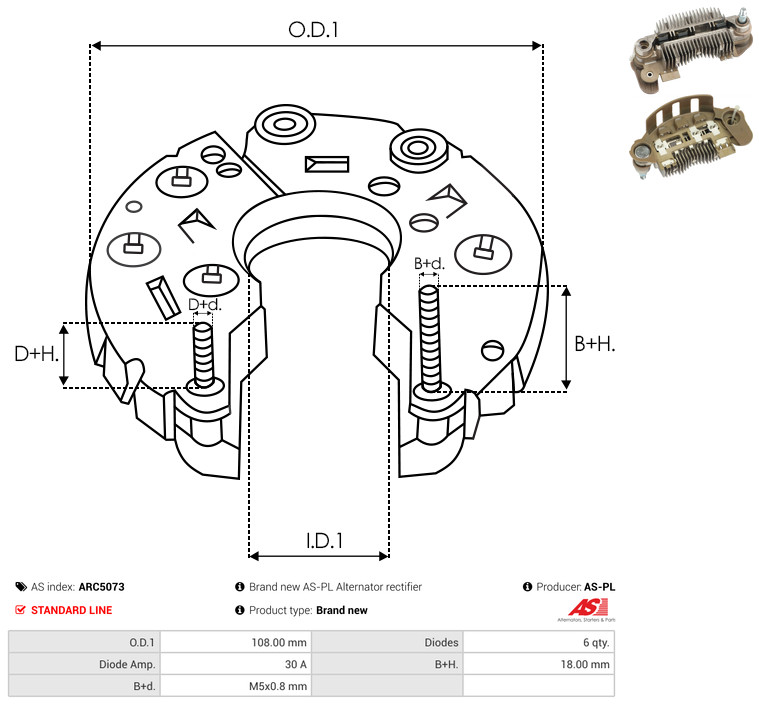 AS-PL arc5073 1080mm for MITSUBISHI SUBARU