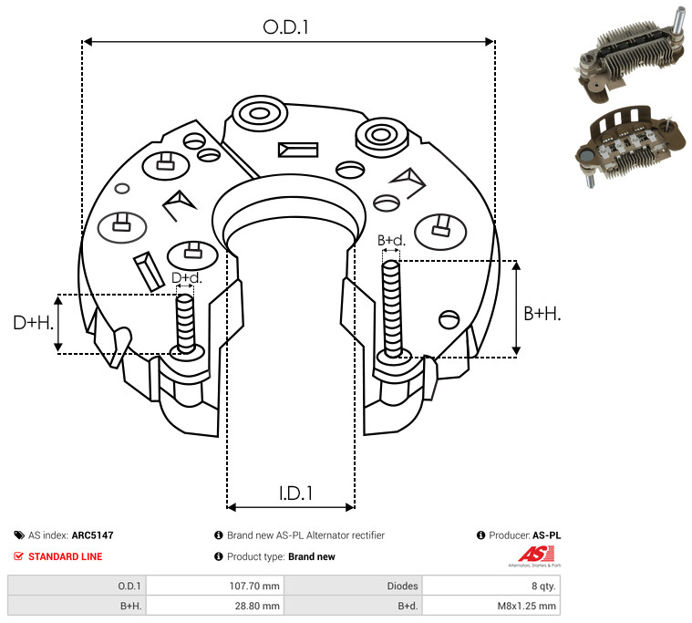 AS-PL arc5147 107,70mm for MITSUBISHI