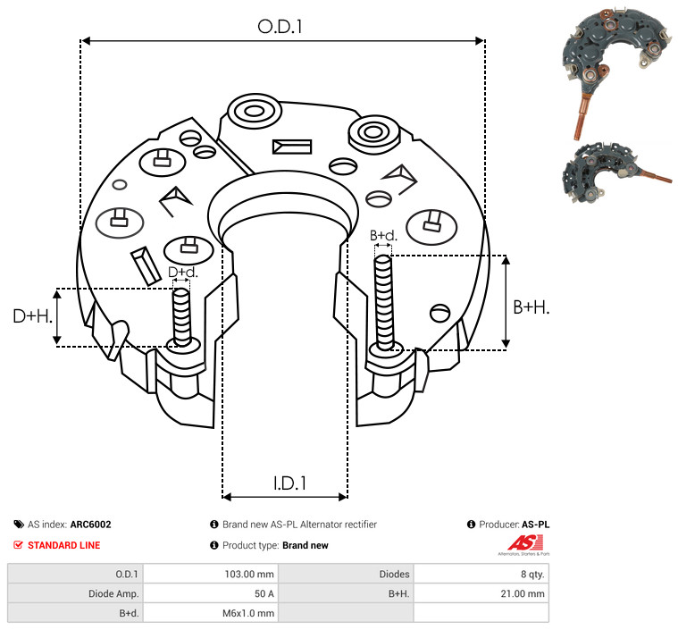 AS-PL arc6002 1030mm for TOYOTA DAIHATSU HONDA