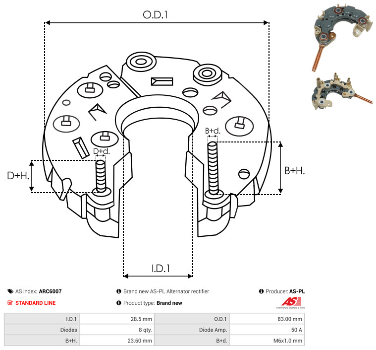 AS-PL arc6007 830mm for DAIHATSU TOYOTA