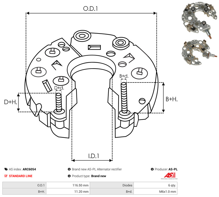 AS-PL arc6054 116,50mm for TOYOTA